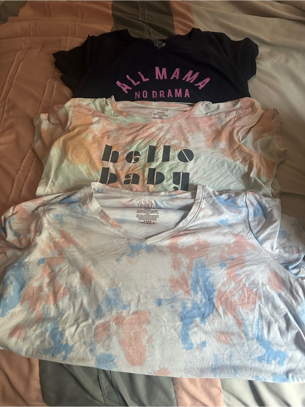 Tie-Dye Pastel V-Neck Kids Top - Pink & Blue